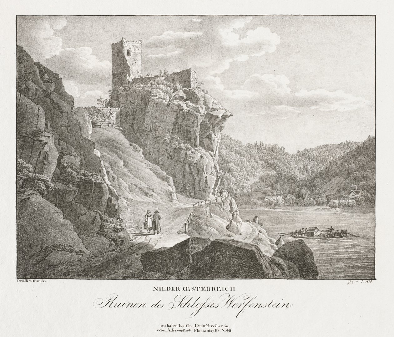 Aşağı Avusturya, Werfenstein Kalesi'nin kalıntıları by Jakob Alt