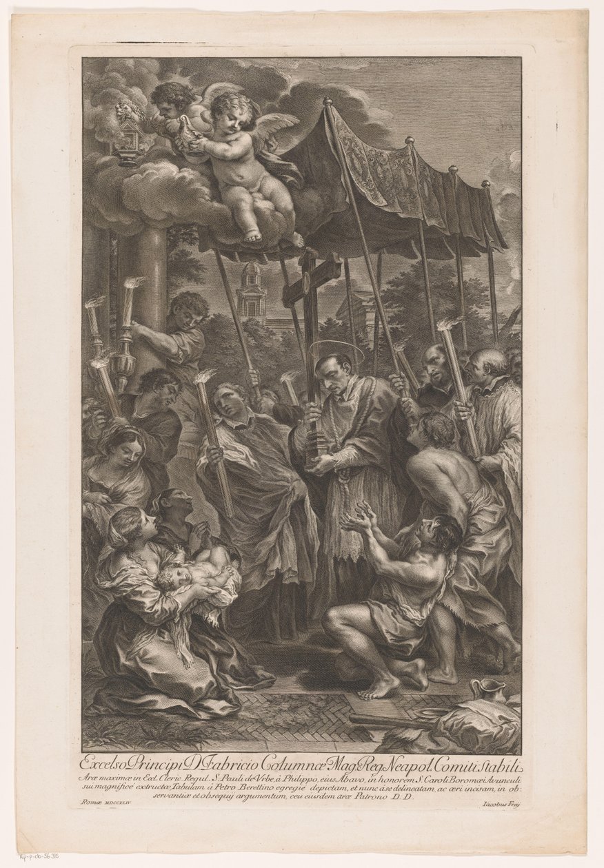 Saint Charles Borromeo veba kurbanları boyunca bir haç taşıyor by Jakob Frey (I)