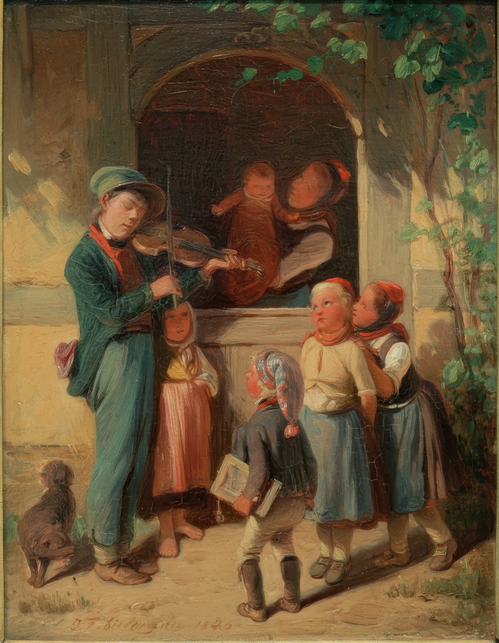 Köydeki müzisyen by Jakob Fürchtegott Dielmann