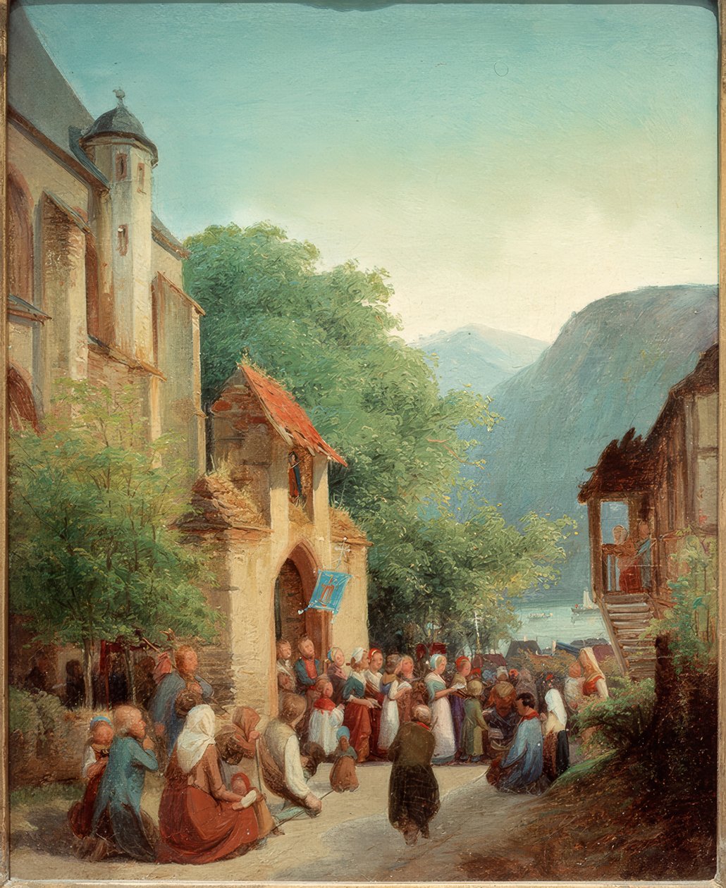 Ren Nehri üzerinde alayı by Jakob Fürchtegott Dielmann