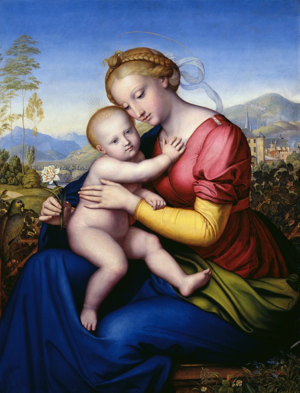 çocuk ve papağan ile Madonna by Jakob Götzenberger