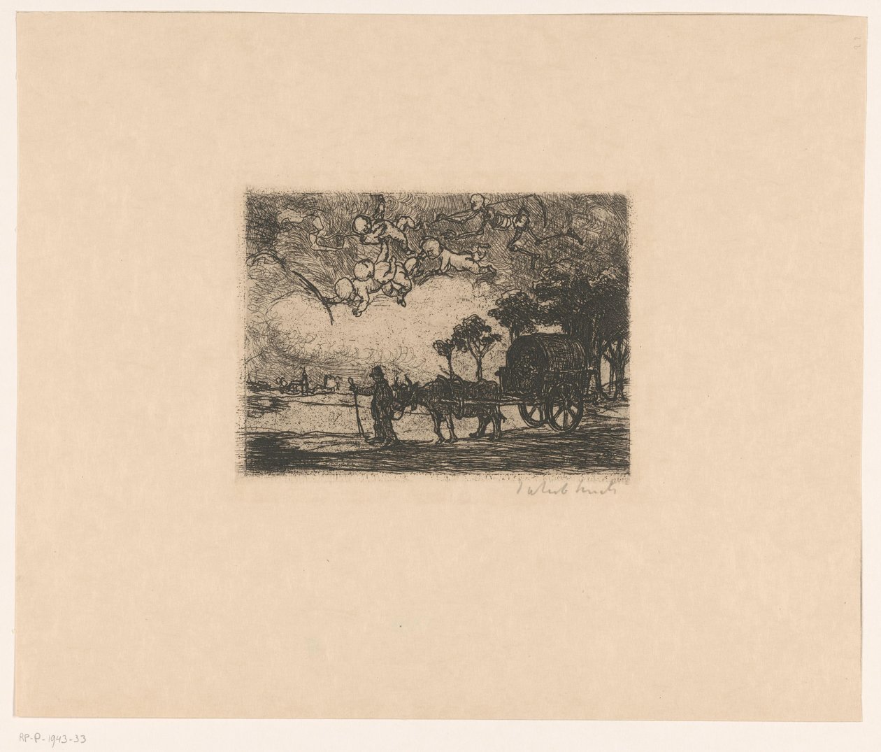 Mısır'a uçuş (nesnedeki başlık) by Jakob Smits (signed by artist)