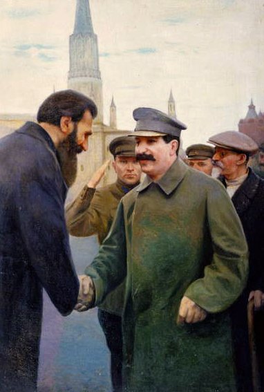 Joseph Stalin (1879-1953) ve Otto Schmidt'in Buluşması by Jakoff Jakovlevitch Kalinitchenko