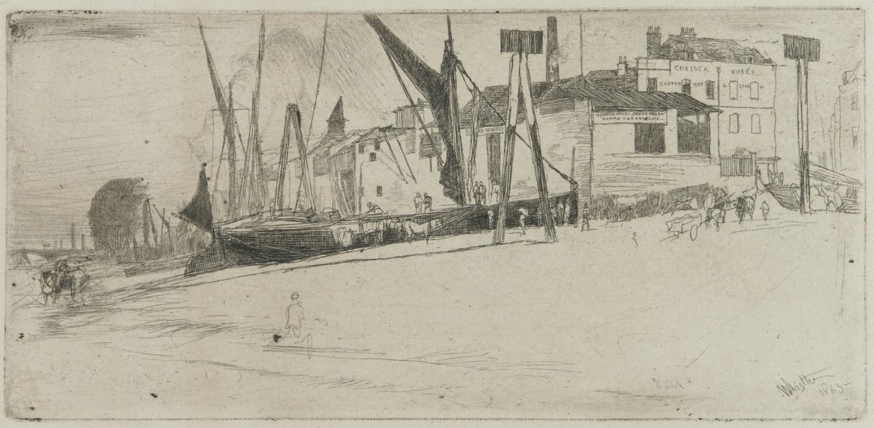 Chelsea Wharf, 1863 (kağıt üzerine gravür) by James Abbott McNeill Whistler
