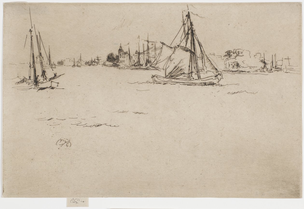 ಡಾರ್ಡ್ರೆಕ್ಟ್, 1894 (ಕಾಗದದ ಮೇಲೆ ಕೆತ್ತನೆ) ಟರ್ಕ್ by James Abbott McNeill Whistler
