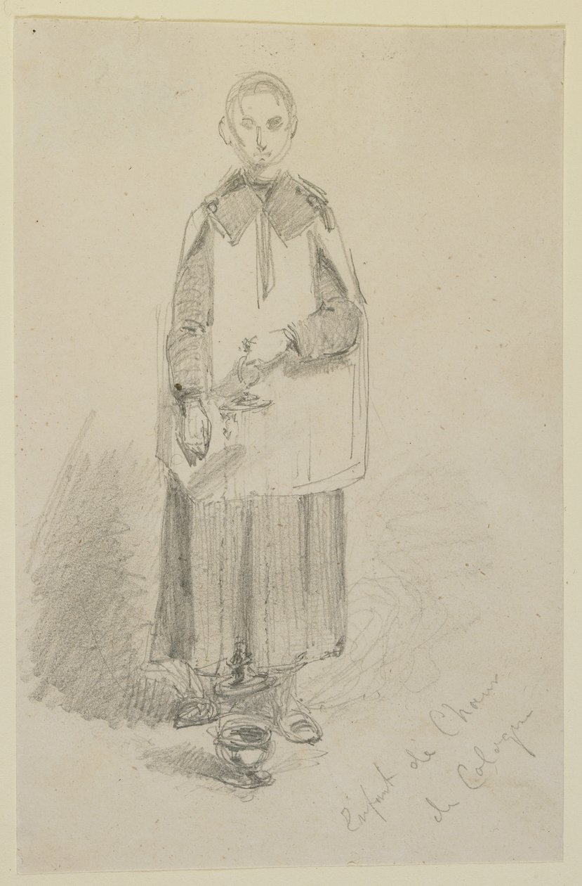 Köln Korosu Çocuğu, 1858 (beyaz kağıt üzerine kurşun kalem) by James Abbott McNeill Whistler