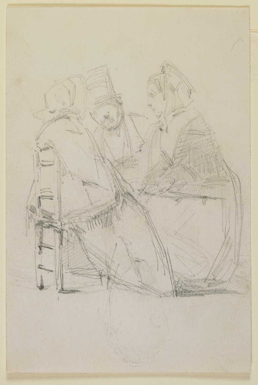 Grup sohbeti, 1858 (kirli beyaz dokuma kağıt üzerine kurşun kalem) by James Abbott McNeill Whistler
