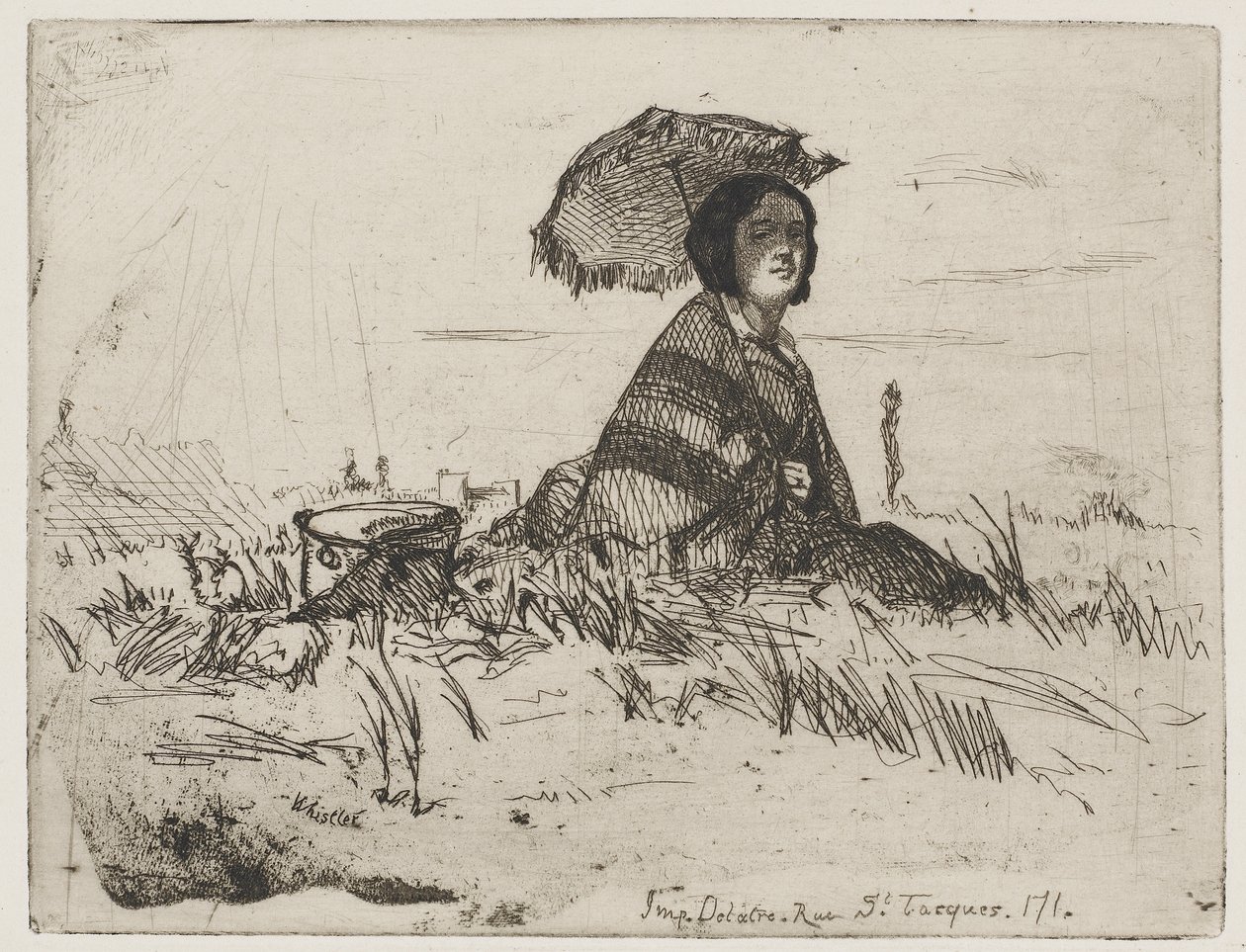 Tam güneş ışığında, 1858 (kağıt üzerine gravür) by James Abbott McNeill Whistler