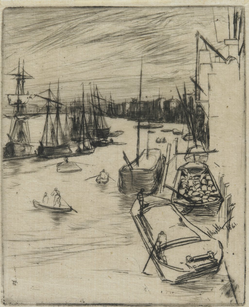 ಲಿಟಲ್ ವಾಪಿಂಗ್, 1861 (ಕಾಗದದ ಮೇಲೆ ಕೆತ್ತನೆ) ಟರ್ಕ್ by James Abbott McNeill Whistler