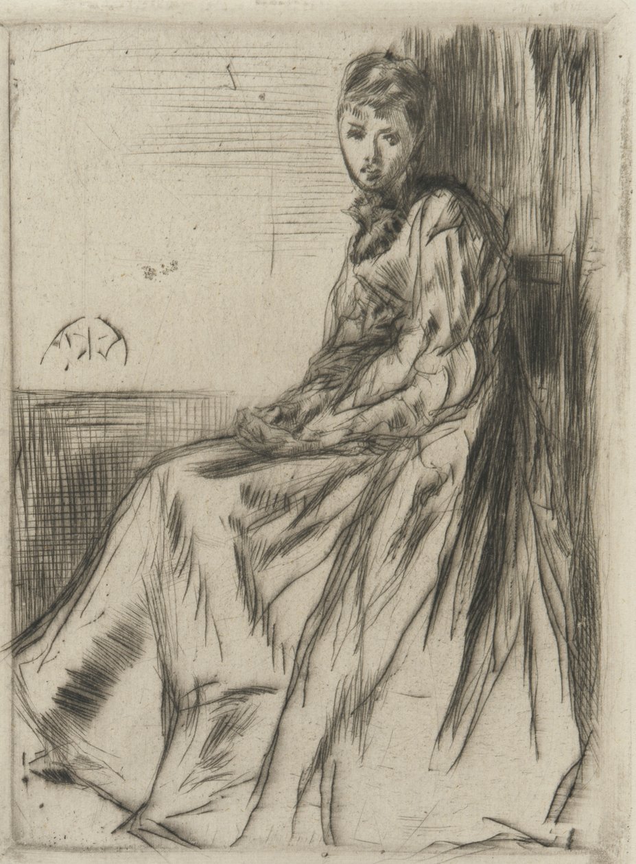 Maude, oturmuş, 1873 (kağıt üzerinde kuru nokta) by James Abbott McNeill Whistler