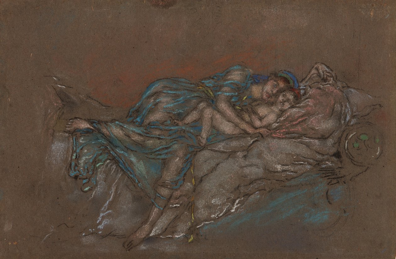 Anne ve Çocuk - İnci, 189092 (gri kağıt üzerine tebeşir ve pastel) by James Abbott McNeill Whistler