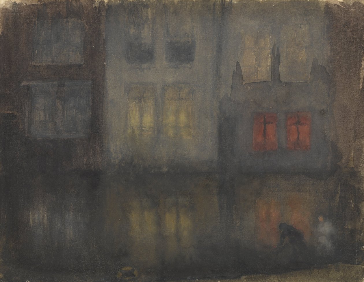 Nocturne-Siyah ve Kırmızı—Arka Kanal, Hollanda by James Abbott McNeill Whistler