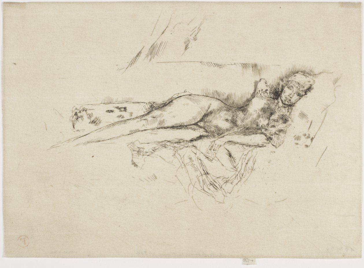 Nude Figure Reclining, c.1885-88 (kağıt üzerine gravür) by James Abbott McNeill Whistler