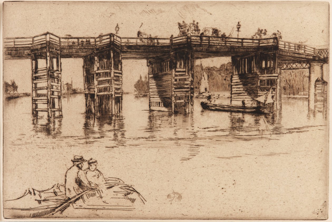 Eski Putney Köprüsü, 1879 (kağıt üzerine gravür) by James Abbott McNeill Whistler