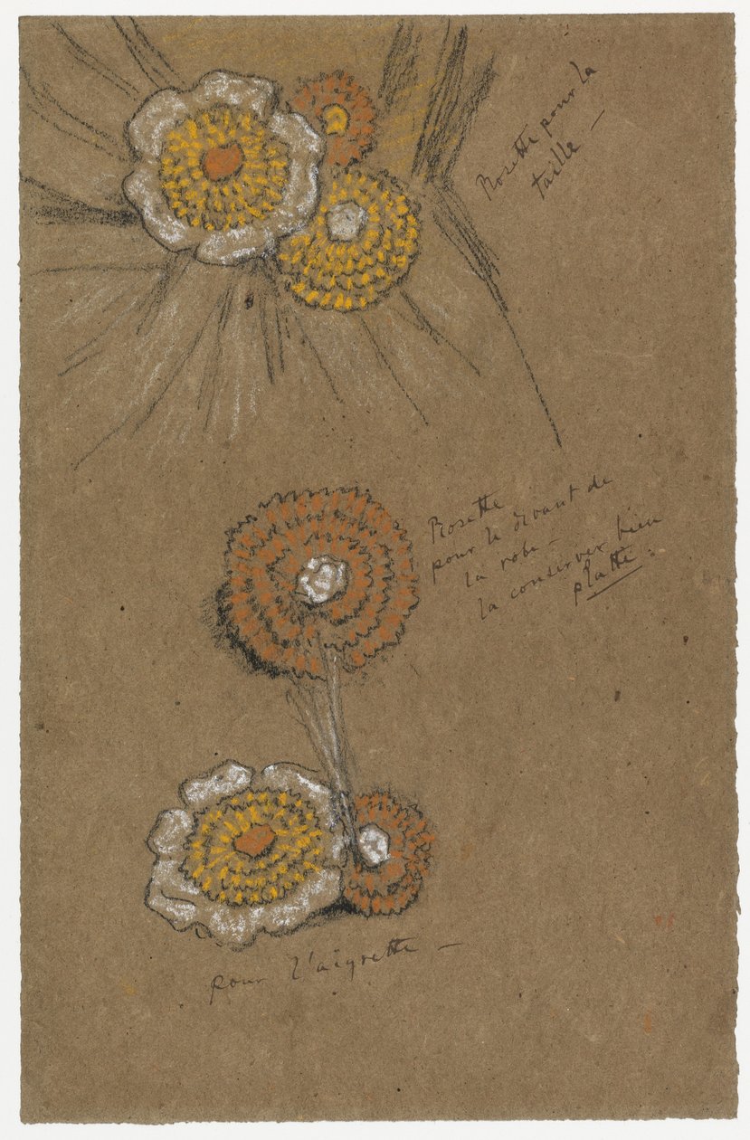 Rozet Çalışmaları, 1871-74 (kahverengi kağıt üzerine siyah ve beyaz tebeşirler) by James Abbott McNeill Whistler