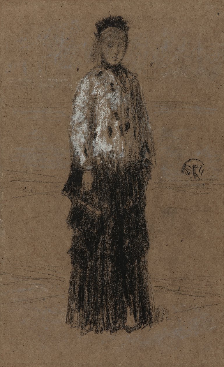Ermin Paltosu, 1870-73 (kahverengi kağıt üzerine tebeşir ve pastel) by James Abbott McNeill Whistler