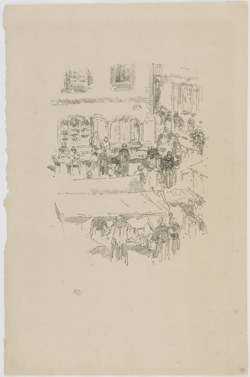 Pazar Yeri, Vitre, 1893 (kağıt üzerinde taş) by James Abbott McNeill Whistler
