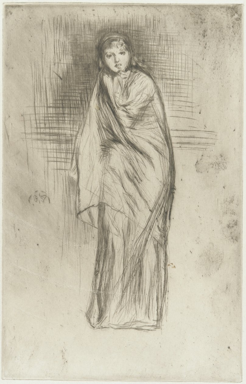 Dinlenme Modeli, 1870 (kağıt üzerinde kuru nokta) (ayrıca bkz. 324669) by James Abbott McNeill Whistler