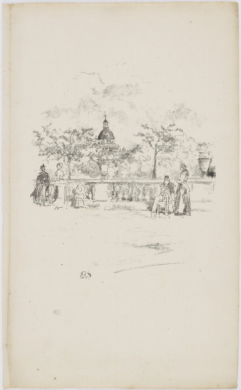 Pantheon, Lüksemburg Bahçeleri Terasından, 1893 (kağıt üzerinde lito) by James Abbott McNeill Whistler