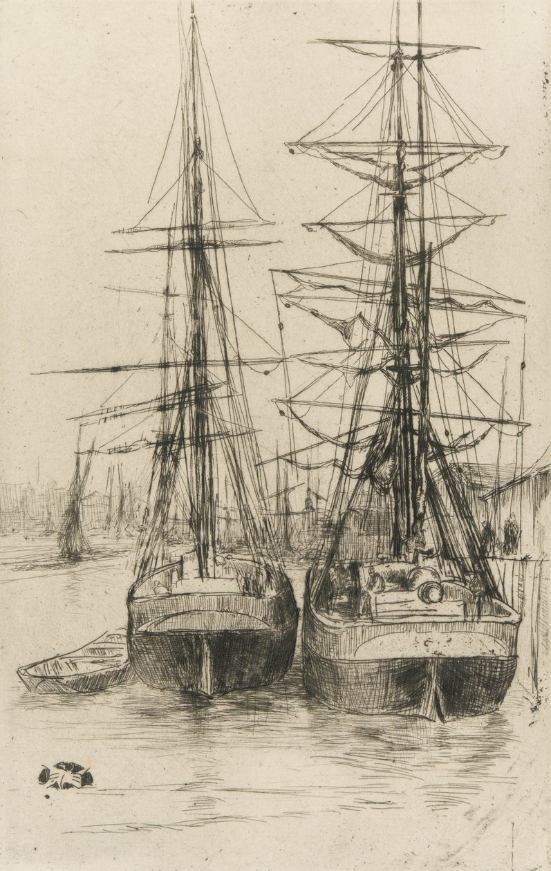 İki Gemi, 1875 (kağıt üzerine gravür) by James Abbott McNeill Whistler