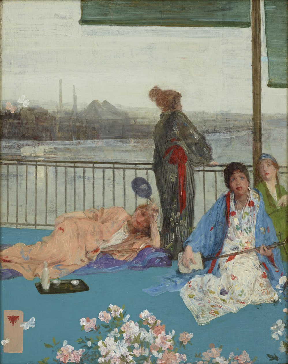 Et Renginde ve Yeşilde Varyasyonlar, The Balcony, c.1870-79 (ahşap panel üzerine yağlı boya) by James Abbott McNeill Whistler