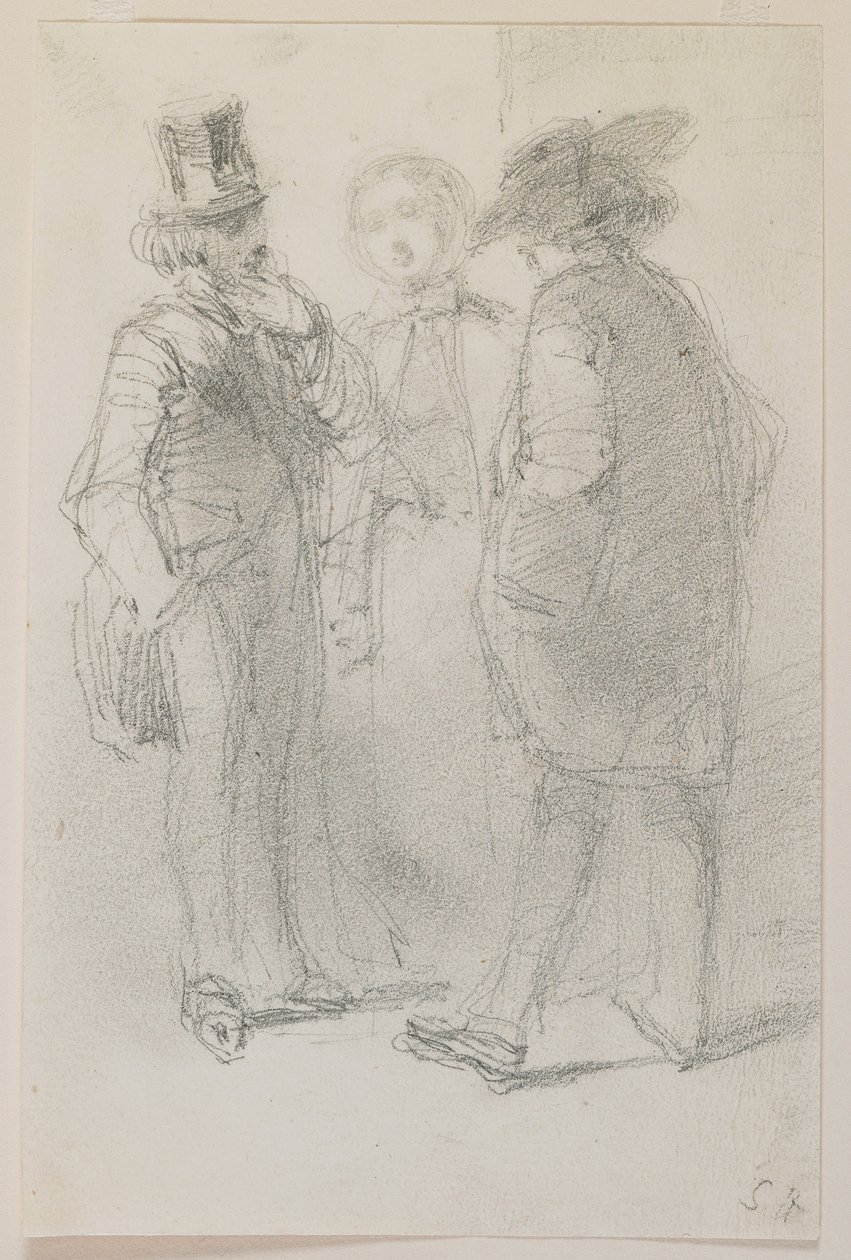 Arkadaşlarıyla Whistler, 1858 (beyaz kağıt üzerine kurşun kalem) by James Abbott McNeill Whistler
