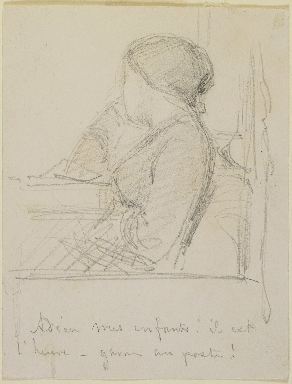 Bir pencerede oturan kadın, 1858 (kirli beyaz dokuma kağıt üzerine kalem) by James Abbott McNeill Whistler