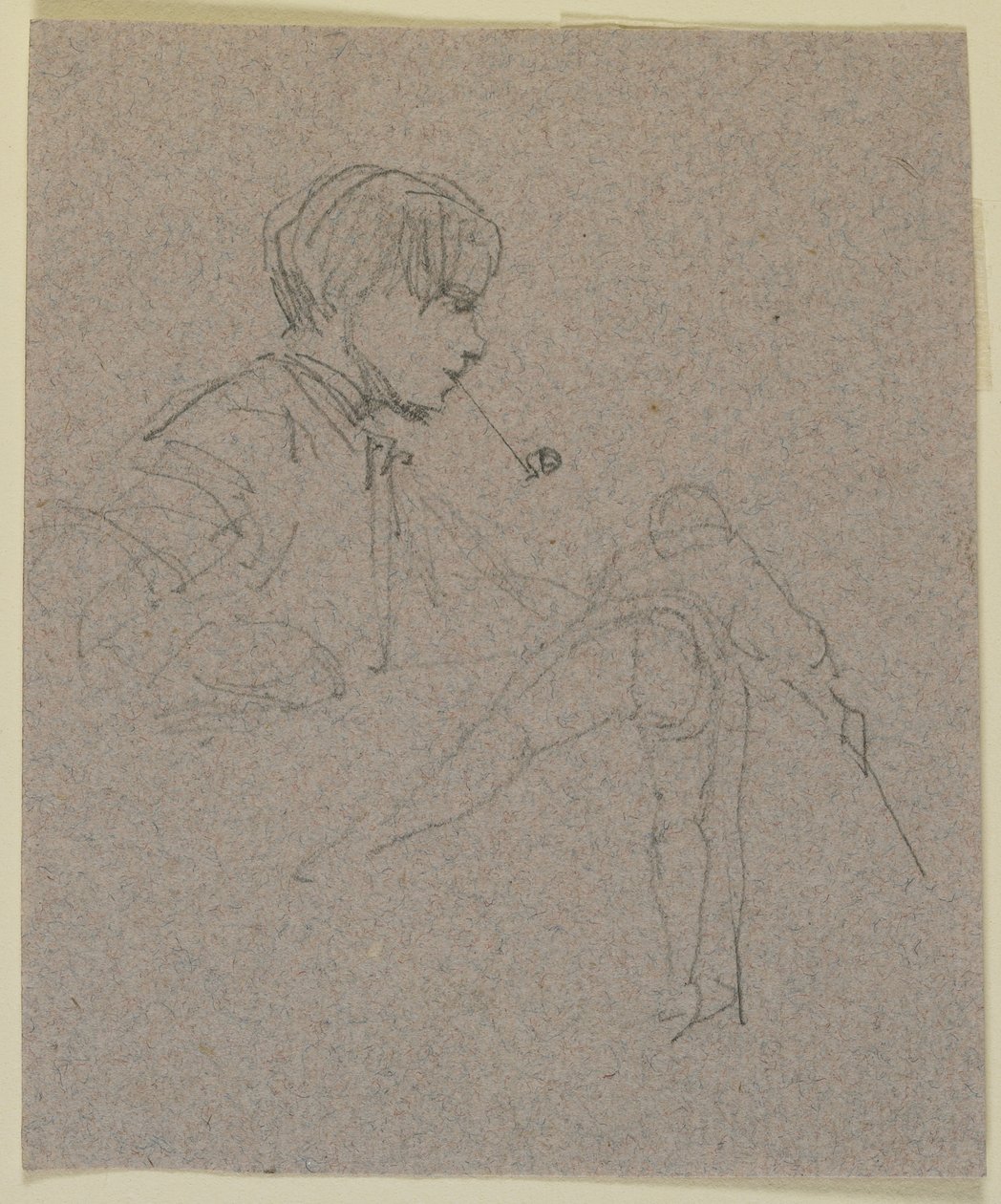 Pipo içen genç adam, 1855-59 dolayları (devetüyü kağıda kurşun kalem) by James Abbott McNeill Whistler