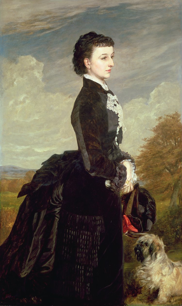 Siyahlı Bir Kadının Köpekli Portresi, 1875 by James Archer