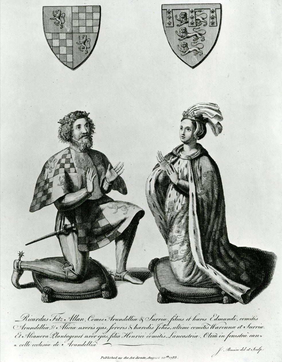 Richard Fitzalan, 3. (10.) Arundel Kontu (c.1307-76) ve Arundel Kontesi Eleanor, 1785 by James Basire