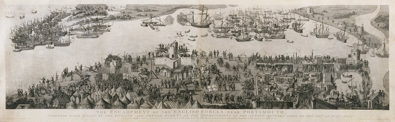 Solent Savaşı sırasında İngiliz Kuvvetlerinin Portsmouth yakınlarındaki Kampı, 1778 by James Basire