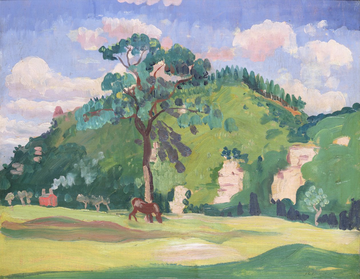Otlayan bir atla manzara, 1912-13 by James Dickson Innes