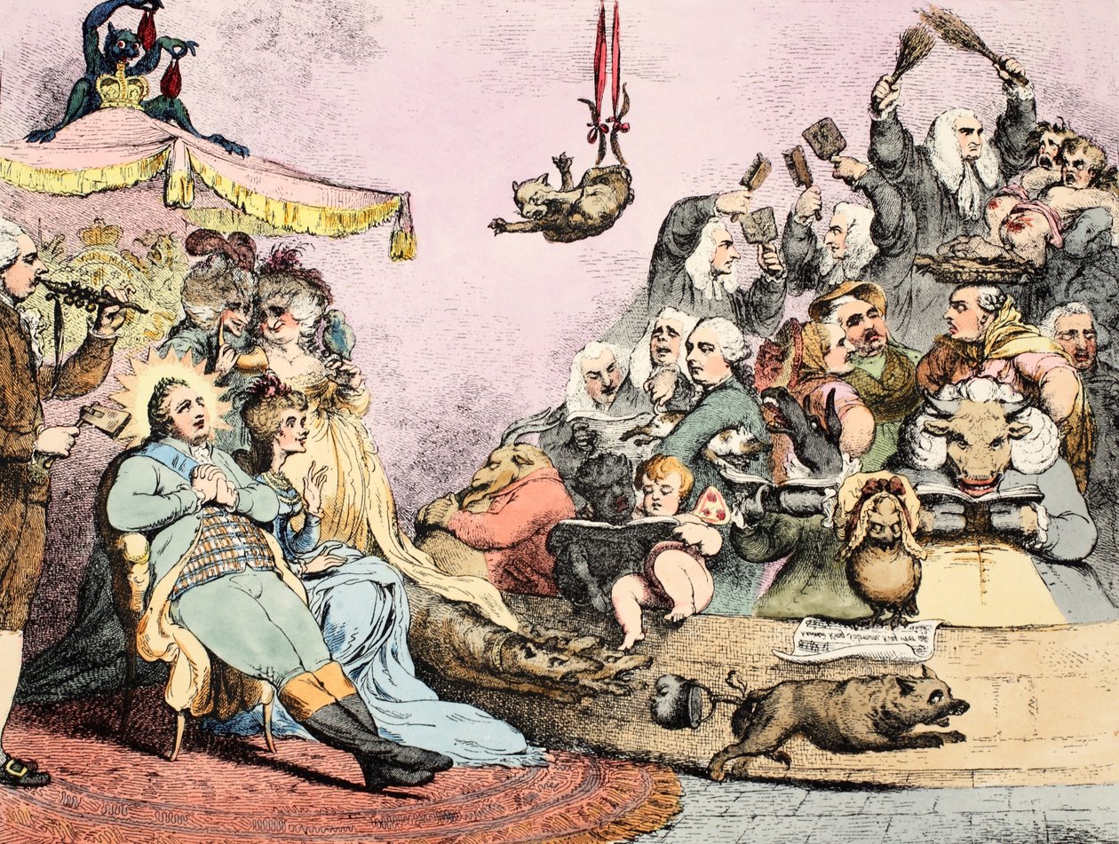 Antik Müzik, pub. 1787 (el renkli gravür) by James Gillray