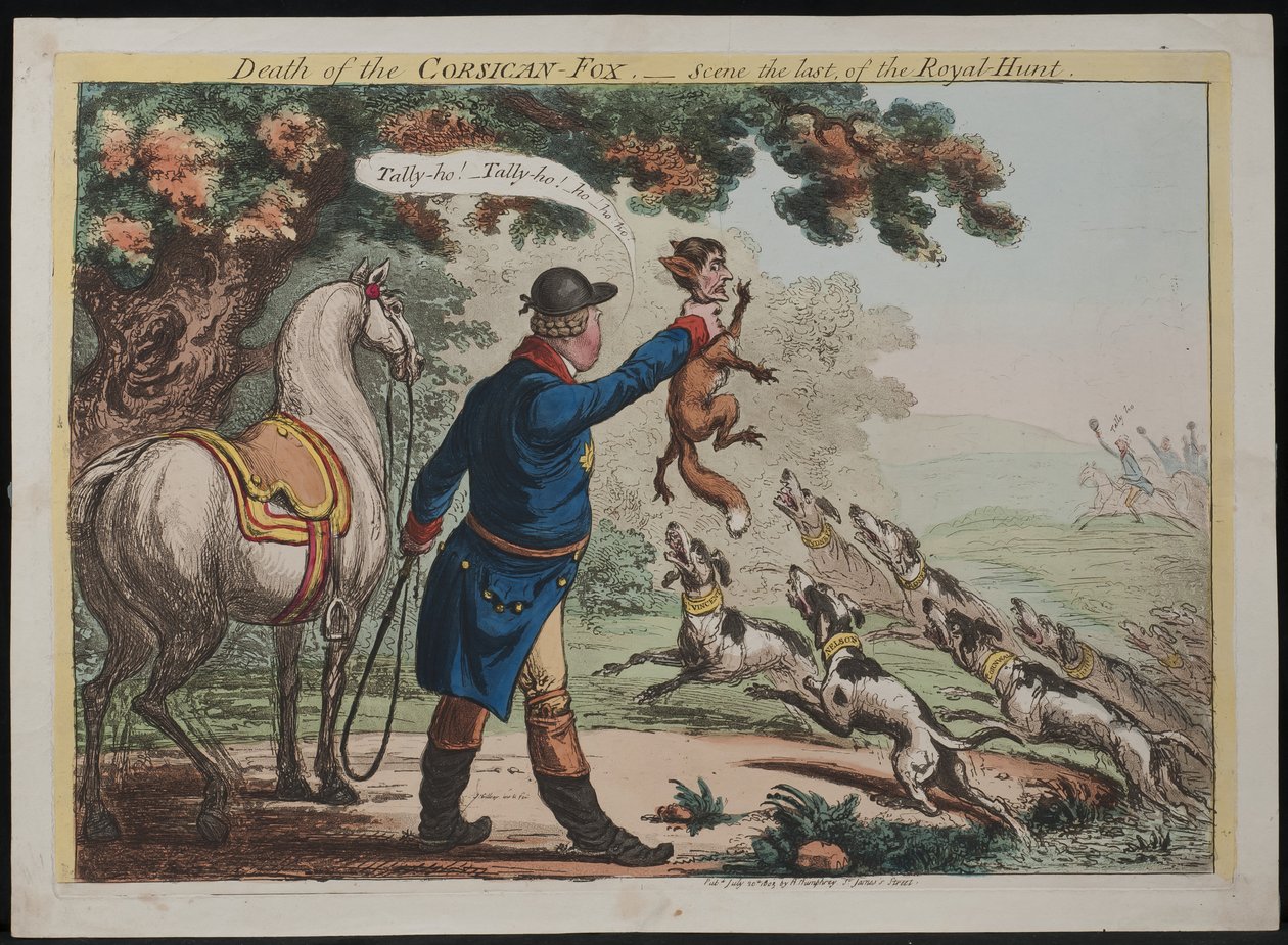 Bir Korsikalı Tilkinin Ölümü – Kraliyet Avının son sahnesi, 1803 by James Gillray