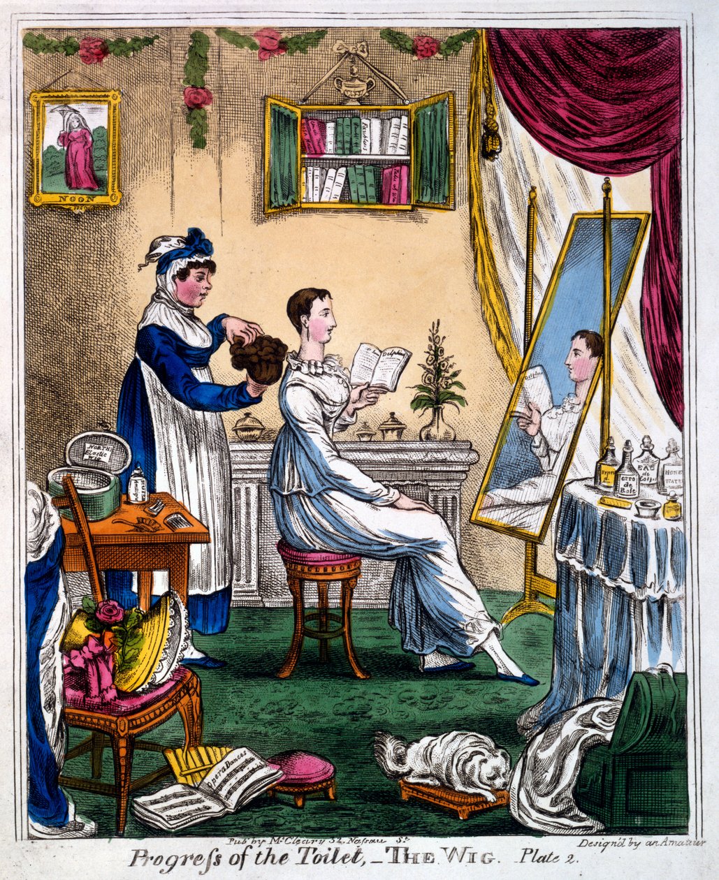 Tuvaletin Gelişimi - Peruk, 19. yüzyılın başlarında (el boyaması gravür) by James Gillray