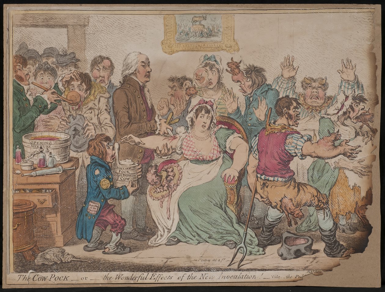 İnek Pock veya Yeni Aşılamanın Harika Etkileri by James Gillray