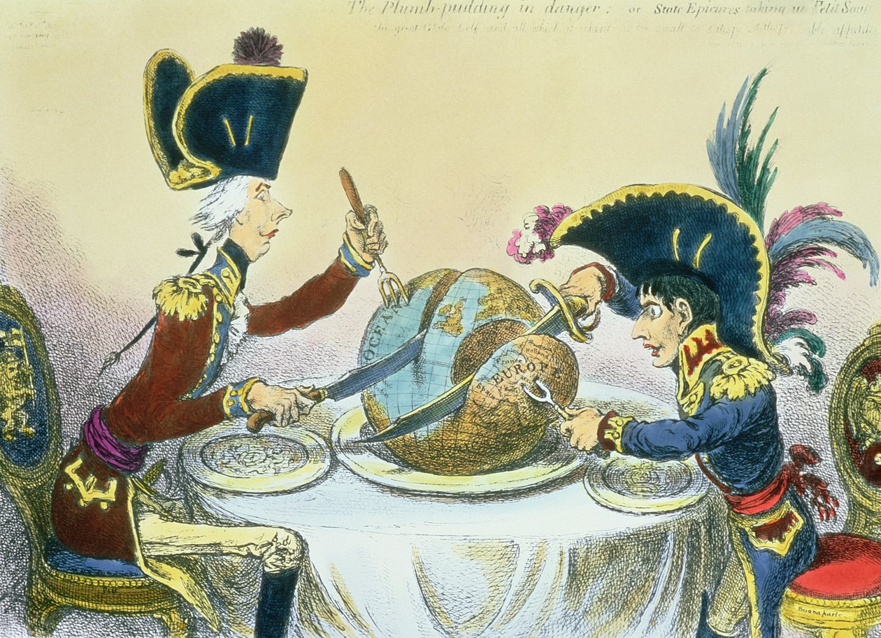 Tehlikedeki Erik Pudingi, 1805 (renkli gravür) by James Gillray