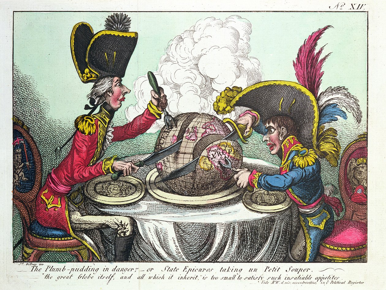 Tehlikedeki Erik Pudingi, 1805 (renkli gravür) (ayrıca bkz. 152999) by James Gillray