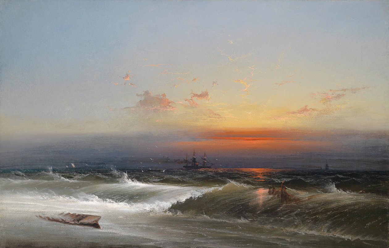 Bir kıyı manzarası üzerinde akşam havası by James Hamilton