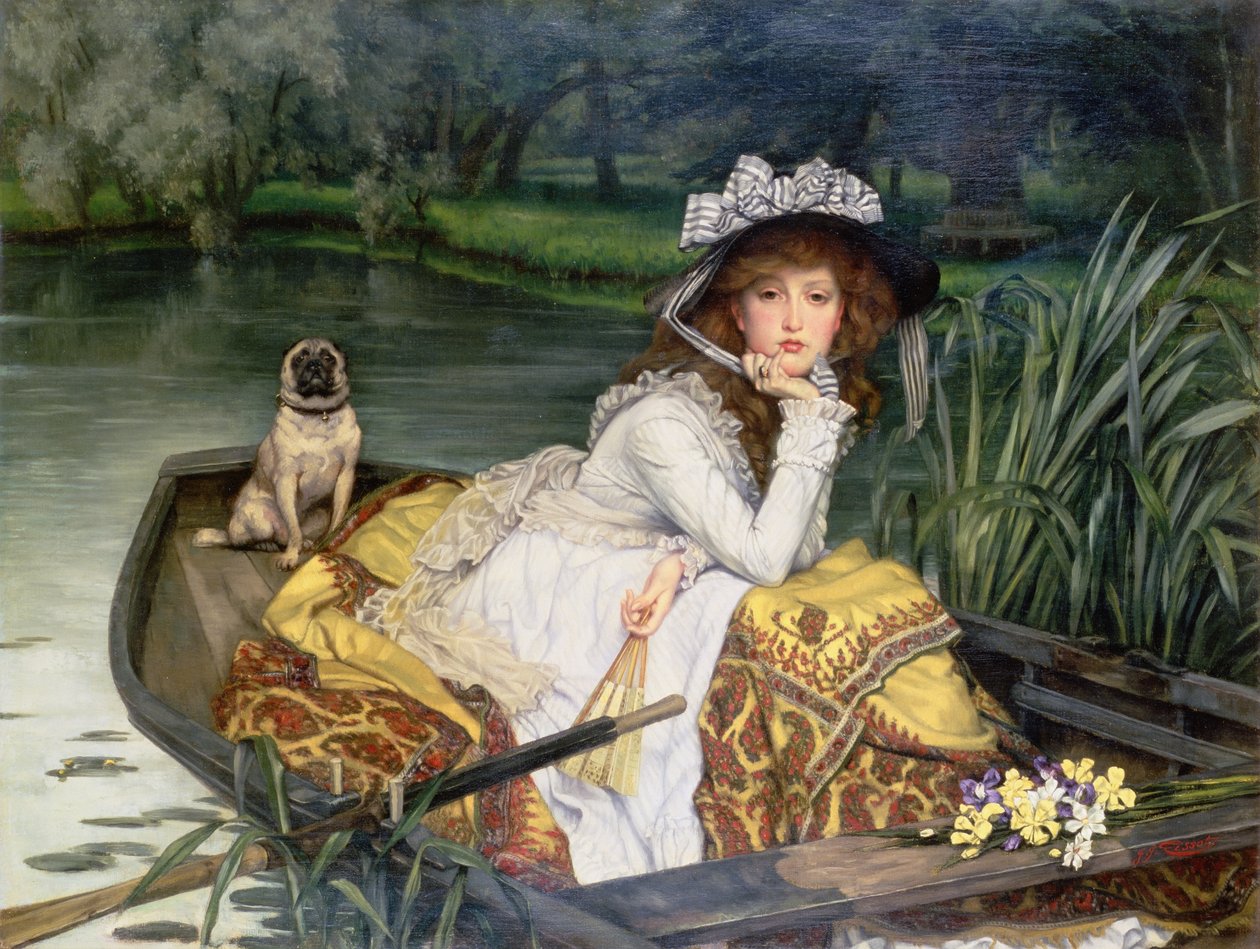 Teknedeki Genç Kadın veya Yansımalar, 1870 dolayları by James Jacques Joseph Tissot