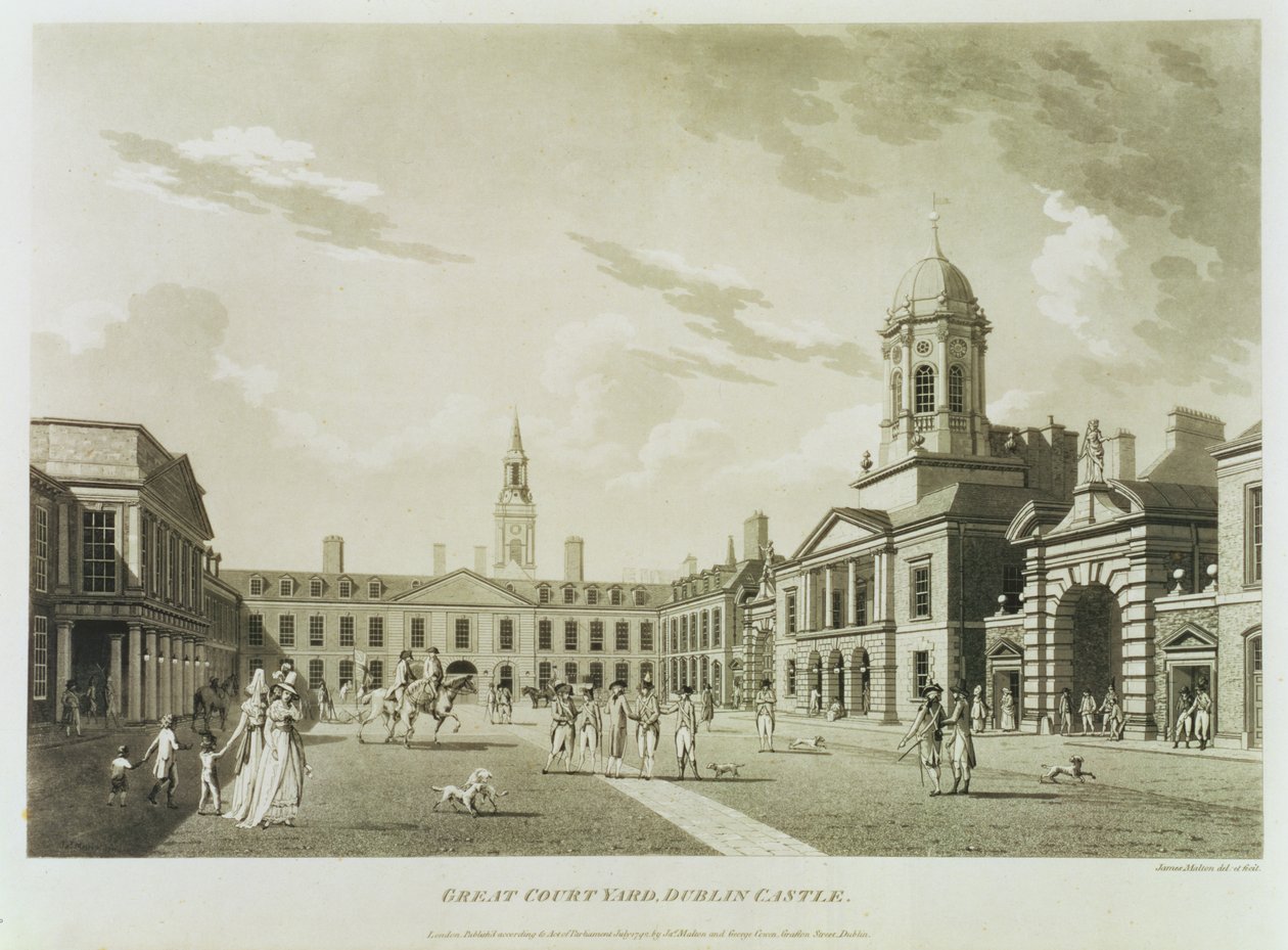 The Great Court Yard, Dublin Kalesi, 1792 by James Malton