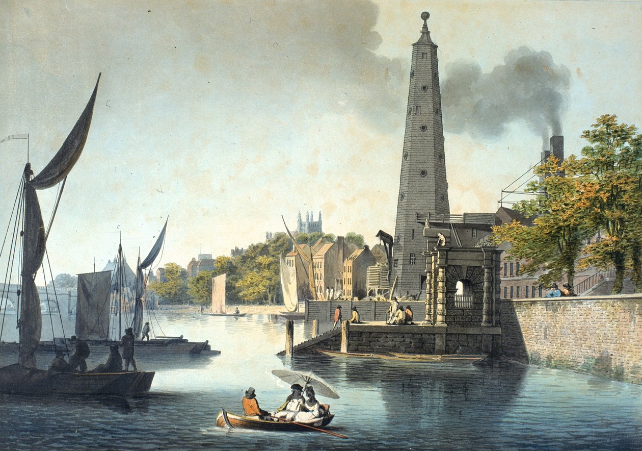 Thames Nehri, York Water Gate ve York Building Water Works (kağıt üzerinde wc (dokuma)) ile Westminster