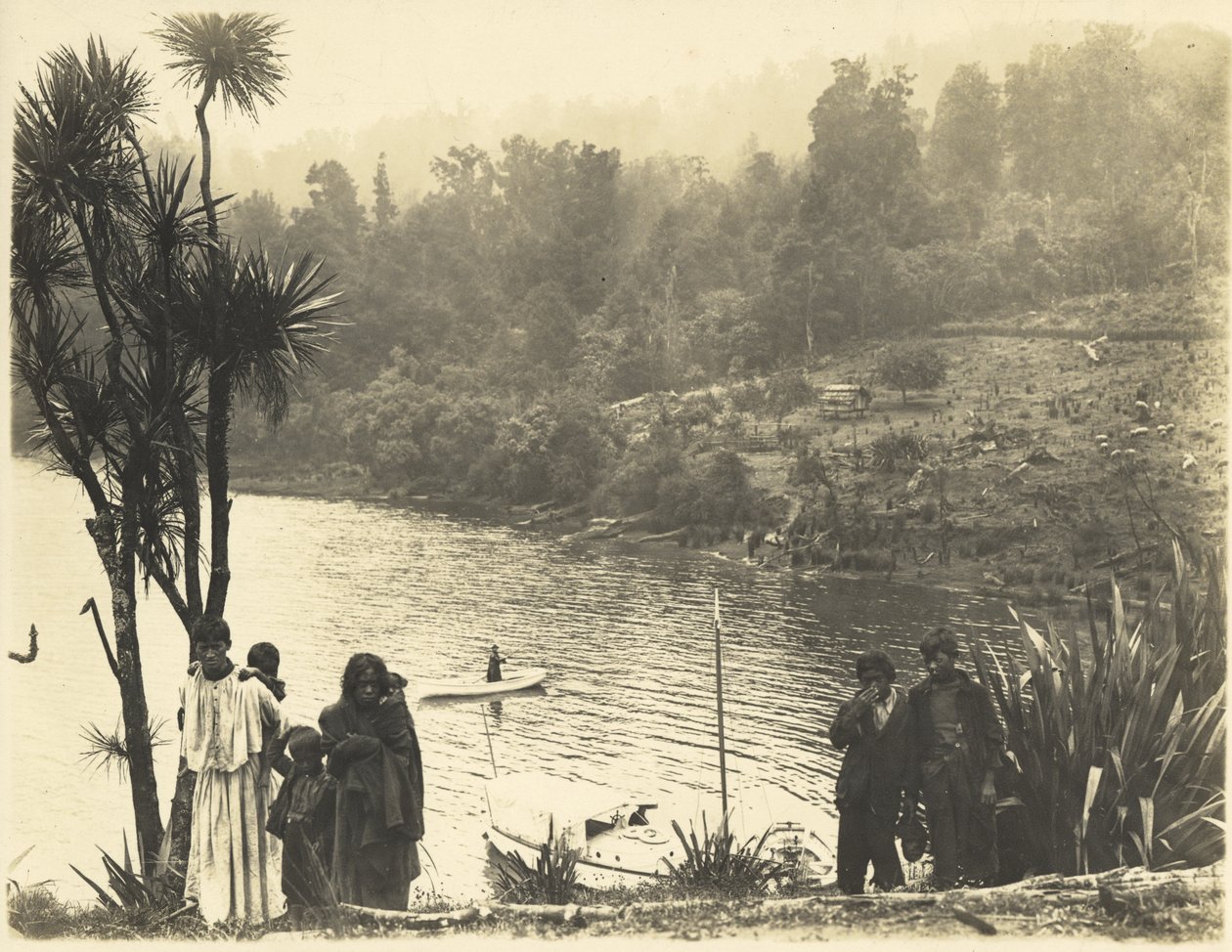 Waikaremoana Gölü, 1908 (gümüş jelatin baskı) by James McDonald