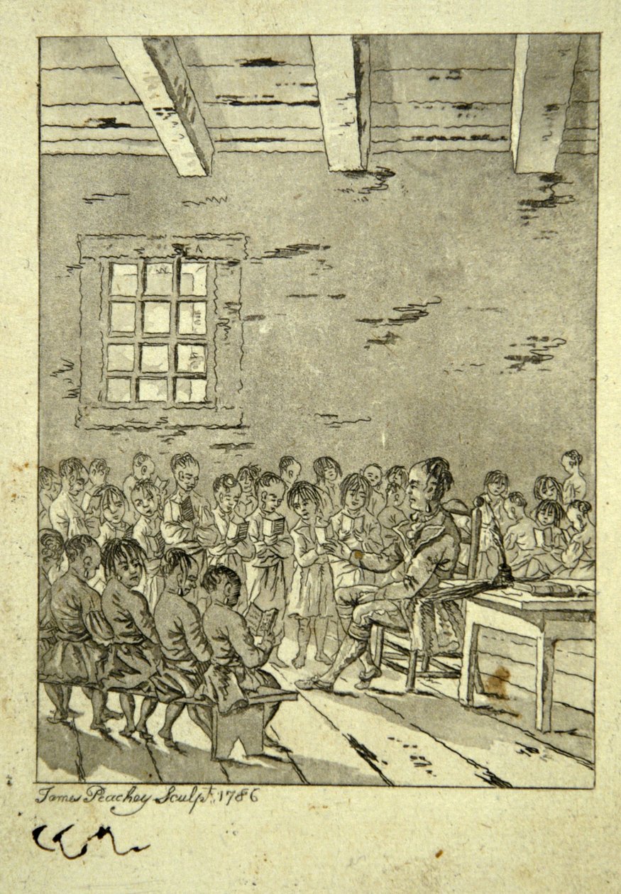 Bir Kızılderili okulunun sınıfı, 1786 by James Peachey