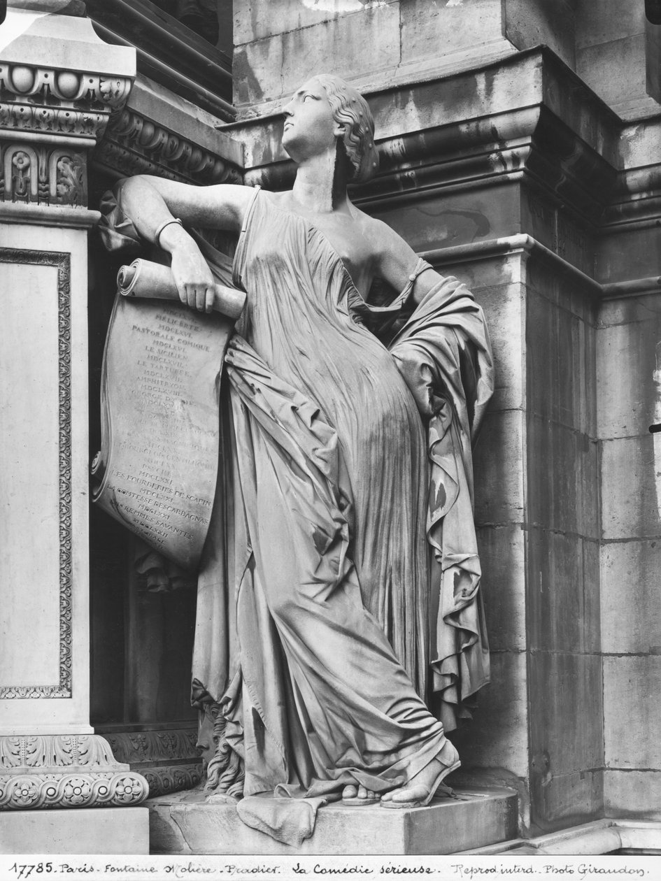 Moliere Çeşmesi, Ciddi Komedi, 1844 (mermer) (detay) (ayrıca bkz. 189432, 346525) by James Pradier