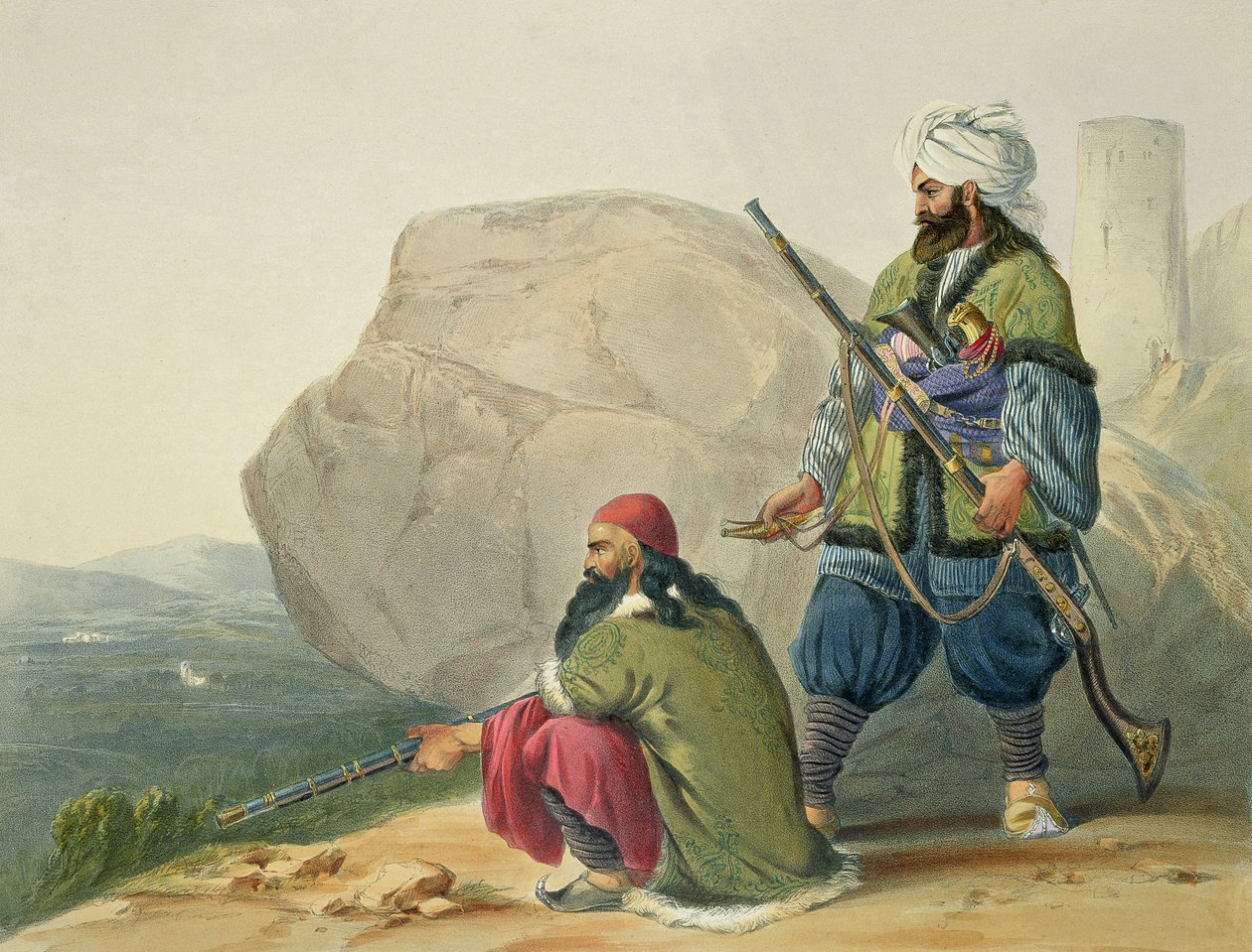 Urgundeh Vadisi Girişi ile Kışlık Elbiseli Afgan Piyadeleri, Robert Carrick (c.1829-1904) 1848 (l. by James Rattray