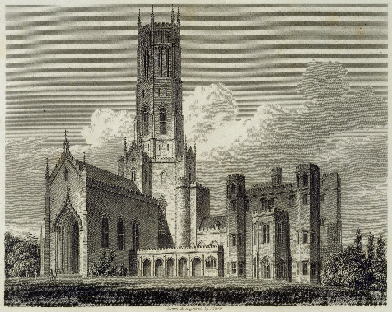 ಫಾಂಟಿಲ್ ಅಬ್ಬೆಯ ಆಗ್ನೇಯ ನೋಟ, 1812 ಟರ್ಕ್ by James Storer