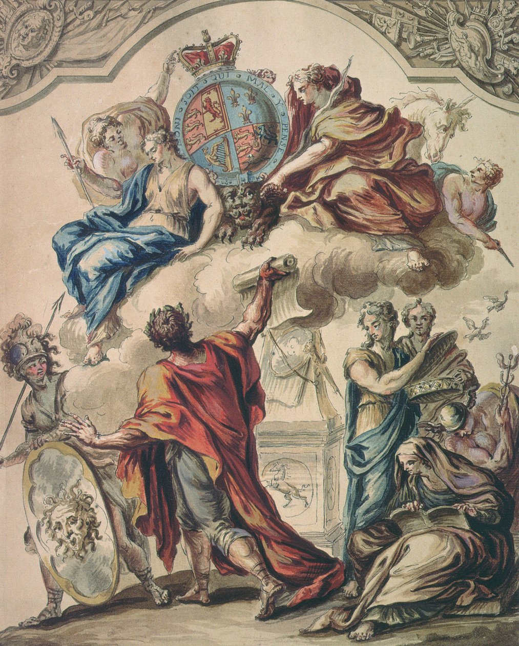 George I için Kraliyet Devlet Koçu Paneli için Ön Tasarım, 18. yüzyıl by James Thornhill