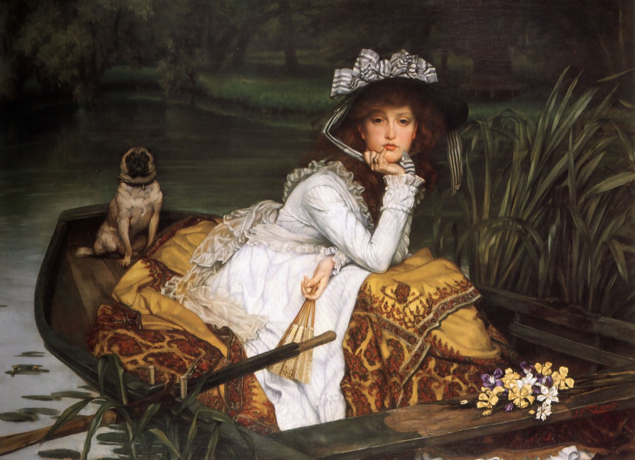 Bir teknede genç bayan by James Jacques Joseph Tissot