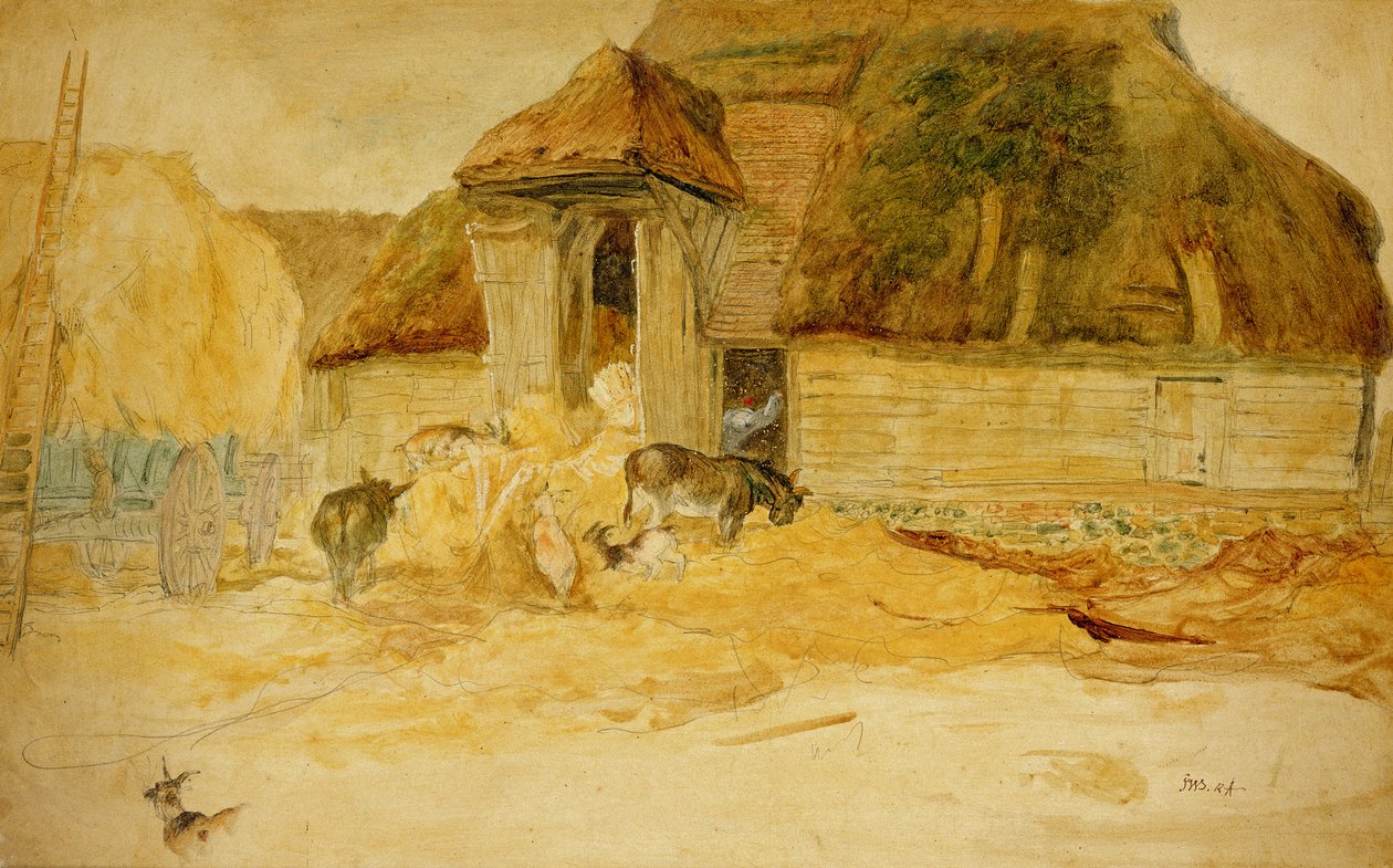 Sazdan Bir Ahırın Önündeki Hayvanlar (kalem ve tuvalet) by James Ward